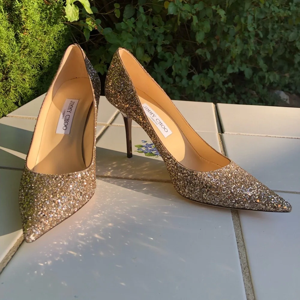 Jimmy Choo Size 40 10 True 9 9.5
Romy 85 Glitter Pump Pointy Heel Stiletto Ombré - Picture 6 of 9